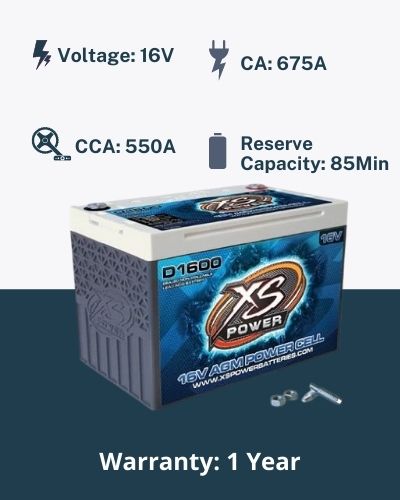 XS Power D1600 16V 2,400 Amp AGM Battery